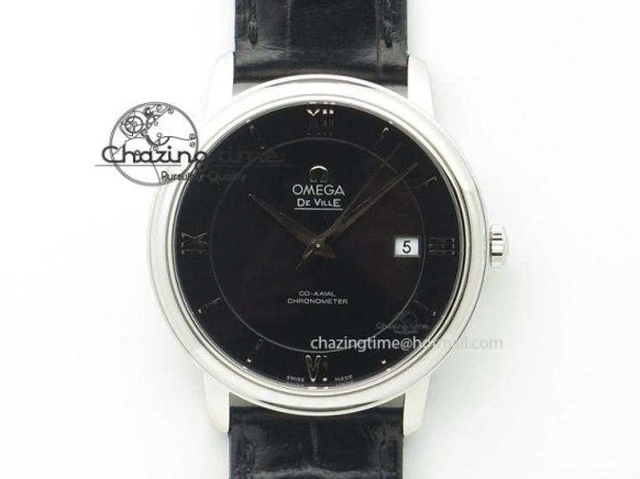 0218 Fashionable De Ville Prestige Real Power Reserve SS TW 1:1 Best Edition White Dial Blue Markers On Leather Strap A 8094